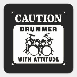 Sticker Carré Batteur avec attitude
