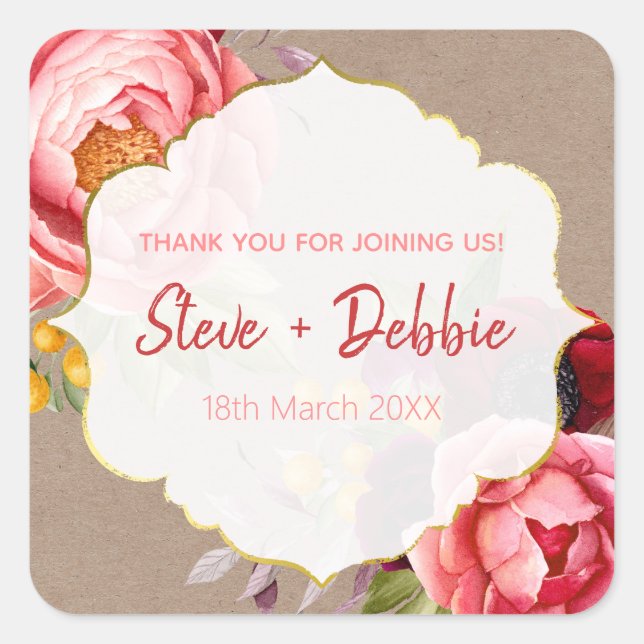 Sticker Carré Baume à lèvres de remerciement de mariage (Devant)