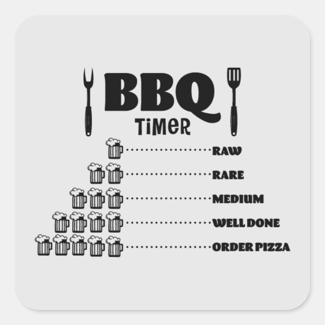 Sticker Carré BBQ amusant mot art (Devant)