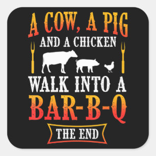 Sticker Carré BBQ Barbecue Barbecue Barbecue Plaisanterie Gril