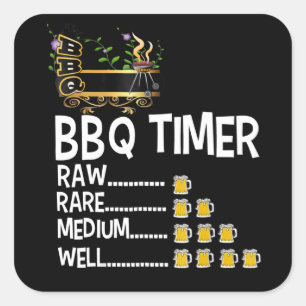 Sticker Carré BBQ Barbecue Barbecue Funny Grill Grilling Cadea