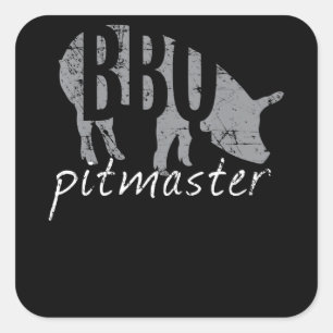 Sticker Carré BBQ   BBQ Pitmaster Pig Grill Fars Day