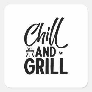 Sticker Carré BBQ Chill Et Grill
