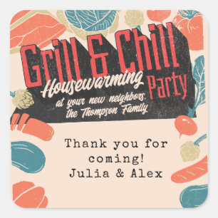 Sticker Carré BBQ Thanksgiving Ami-Action ménagère