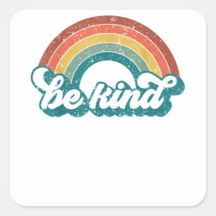 Sticker Carré Be Kind Rainbow LGBT Flag LGBT Prith Mois Retro V