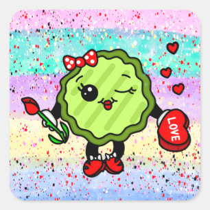 Sticker Carré Be My Valentine Holiday Pickle