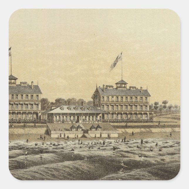 Sticker Carré Beach House, Sea Girt, Monmouth Co, NJ (Devant)