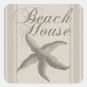 Sticker Carré Beach House Starfish Seashore