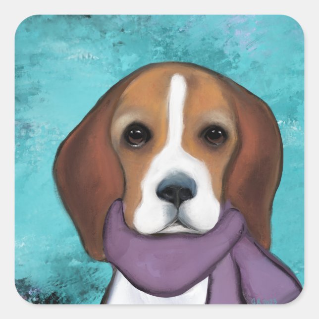Sticker Carré Beagle (Devant)