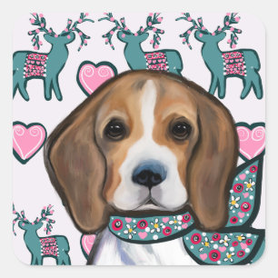 Sticker Carré Beagle
