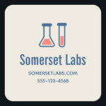 Sticker Carré Beaker & Test Tube Science Thème Entreprise<br><div class="desc">Autocollants d'affaires avec un dessin mignon d'un tube d'essai et un bécher.</div>