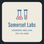 Sticker Carré Beaker & Test Tube Science Thème Entreprise<br><div class="desc">Autocollants d'affaires avec un dessin mignon d'un tube d'essai et un bécher.</div>
