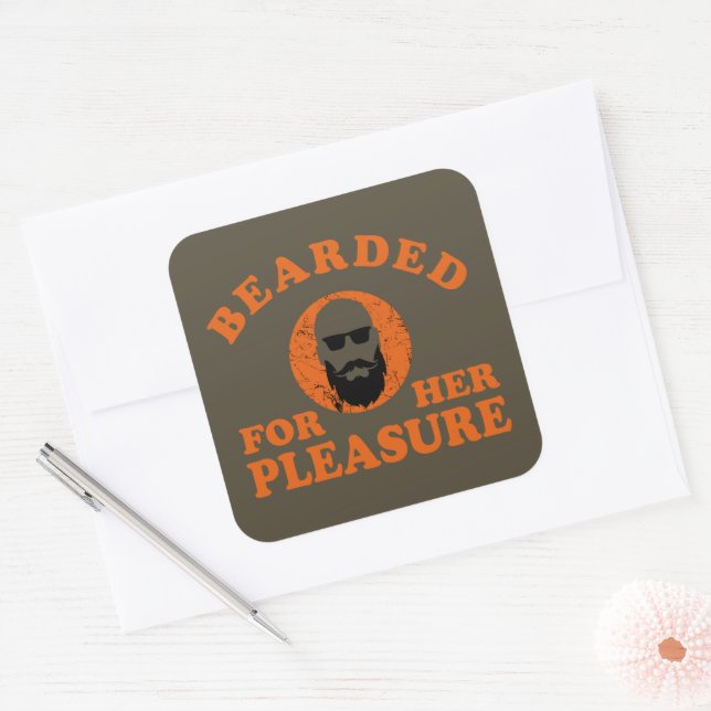 Sticker Carré Bearded cite drôle barbe dire cadeaux (Enveloppe)
