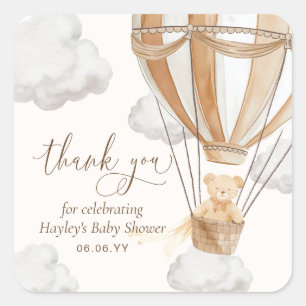Sticker Carré Bearly Wait Teddy Ours Merci Tan Baby shower