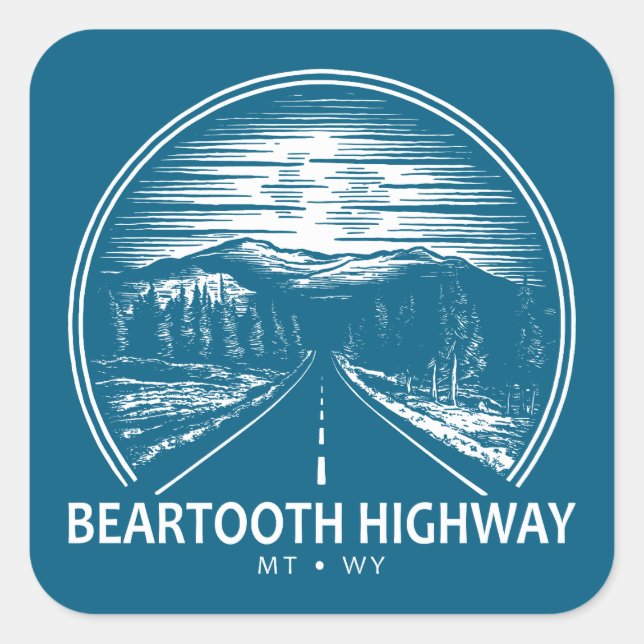 Sticker Carré Beartooth Highway Montana Wyoming Forest (Devant)