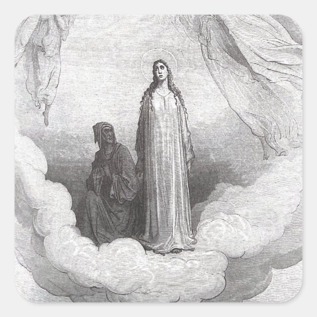 Sticker Carré Béatrice admire Dieu au paradis (Devant)
