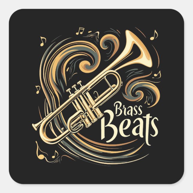 Sticker Carré Beats en laiton Trumpet Player Groove (Devant)