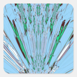 Sticker Carré Beau Aqua Bleu Extraordinaire Motif Art Floral