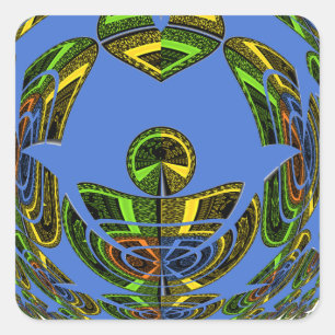 Sticker Carré Beau bleu africain traditionnel Vecteur ethnique