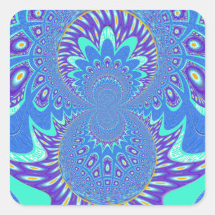 Sticker Carré Beau cyan bleu kaléidoscope vectoriel design