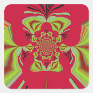 Sticker Carré Beau Extraordinaire Africain rouge Motif Motif