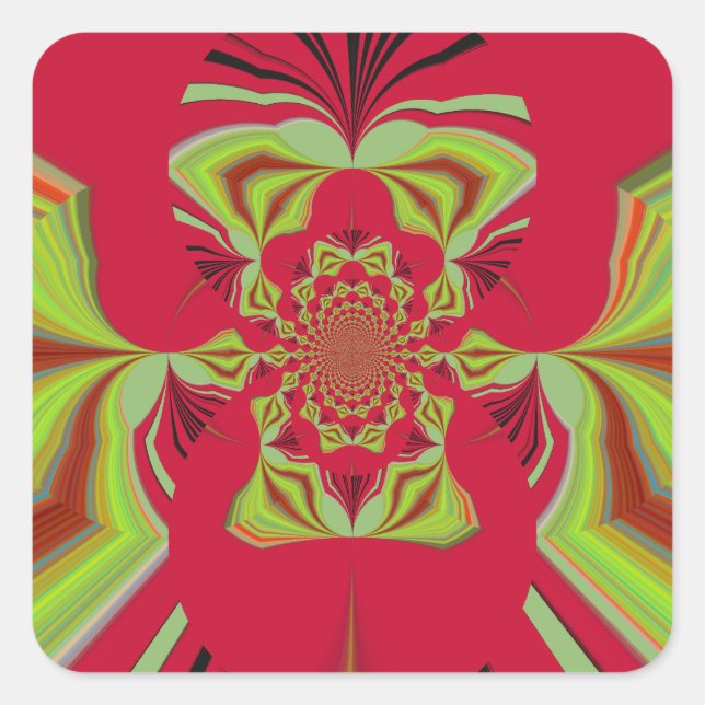 Sticker Carré Beau Extraordinaire Africain rouge Motif Motif (Devant)