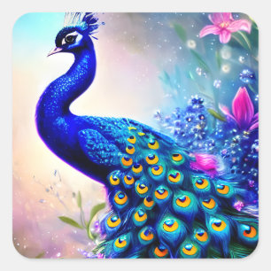 Sticker Carré Beau Imaginaire Peacock
