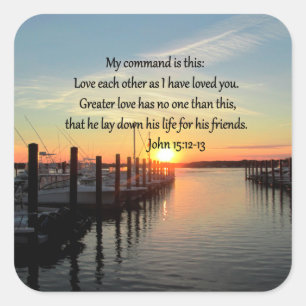 STICKER CARRÉ BEAU JOHN 15:12 DESIGN PHOTO SUNSET