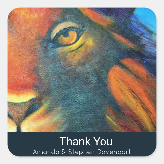 Sticker Carré Beau Lion Head Portrait Regal Merci (Devant)