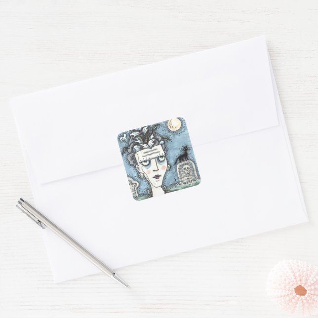 STICKER CARRÉ BEAU MONSTRE DÉPLAISANT FRANKENELLA, GRAVES, CAT (Enveloppe)