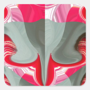 Sticker Carré beau motif géométrique gris cendré rouge design AR