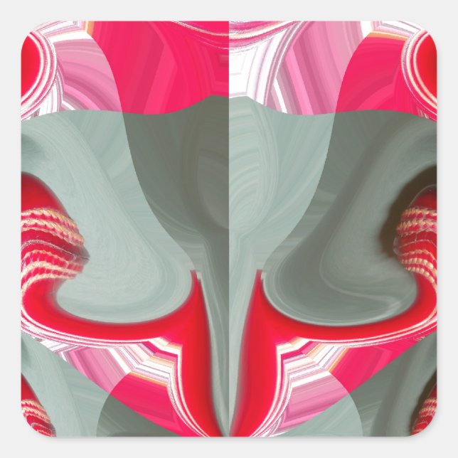 Sticker Carré beau motif géométrique gris cendré rouge design AR (Devant)