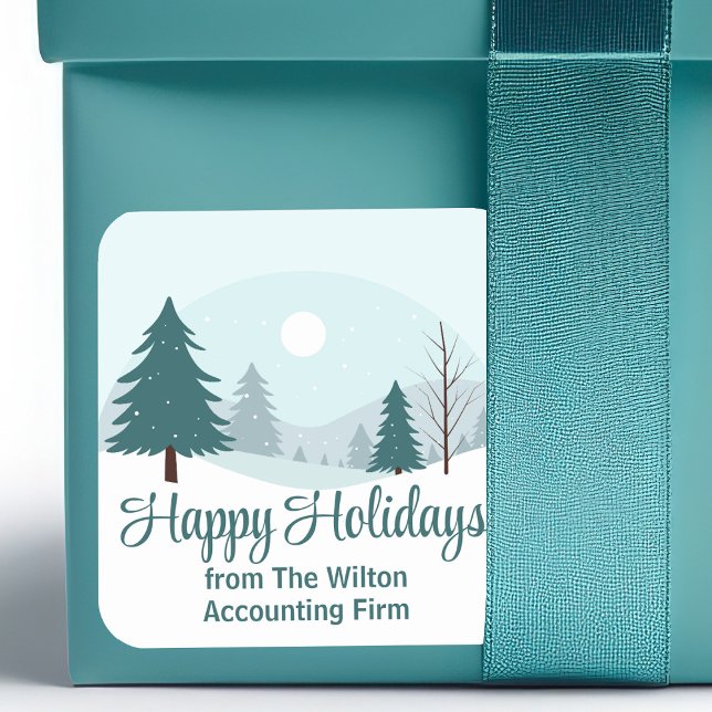 Sticker Carré Beau Noël Arbres Fêtes d'hiver Fête (Créateur téléchargé)