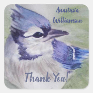 STICKER CARRÉ BEAU OISEAU BLEU