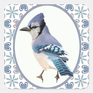 Sticker Carré Beau oiseau bleu Jay
