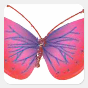 Sticker Carré Beau papillon rouge Extraordinaire rose et violet
