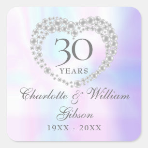 Sticker Carré Beau Pearl Heart 30e anniversaire