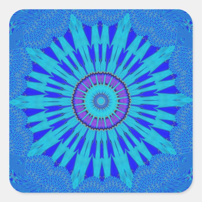 Sticker Carré Beau Royal Blue Mandala Art Imprimer (Devant)