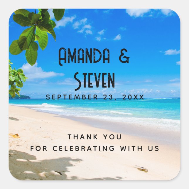 Sticker Carré Beau Sunny Tropical Beach Mariage photo (Devant)