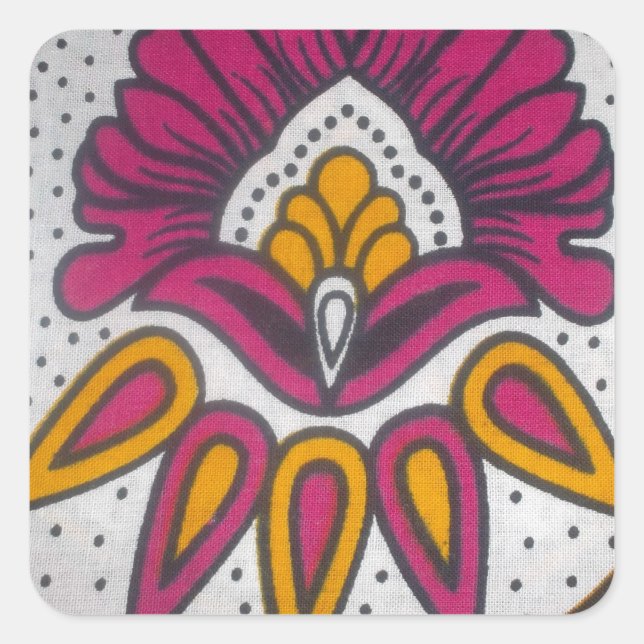 Sticker Carré Beau tissu africain coloré Motif Art Imprimer (Devant)