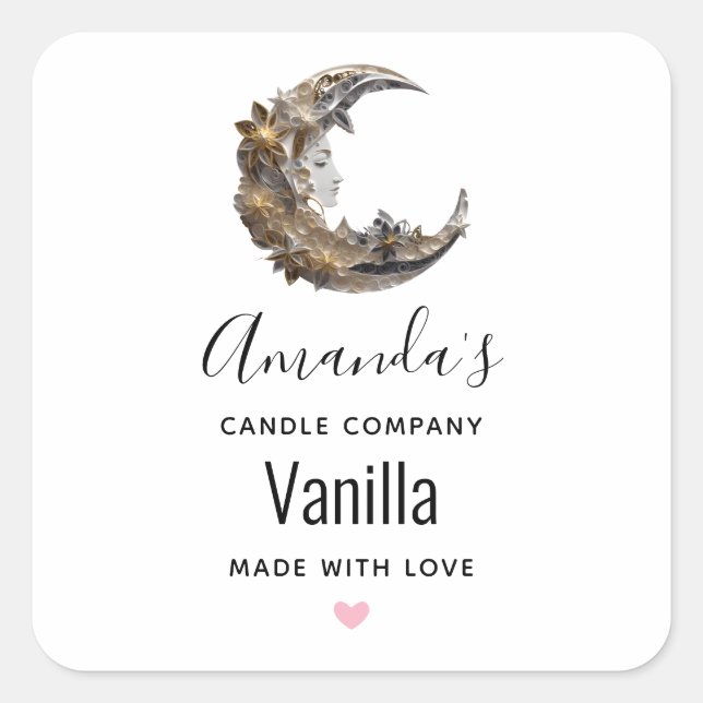 Sticker Carré Beau visage dans la lune bougie affaires (Devant)