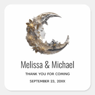 Sticker Carré Beau visage dans la lune Merci