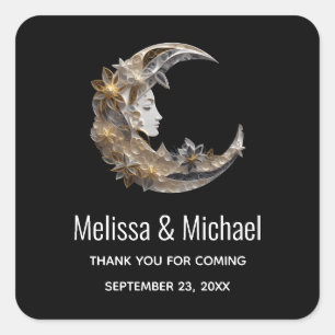 Sticker Carré Beau visage dans la lune Merci