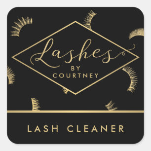 Sticker Carré Beaucoup de Lashes Motif Lash Salon Noir/Or