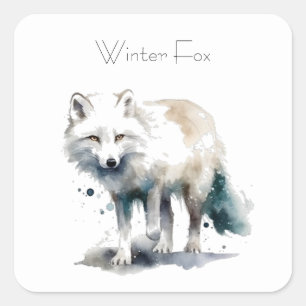 Sticker Carré Beauté Arctique : Renard d'hiver personnalisé