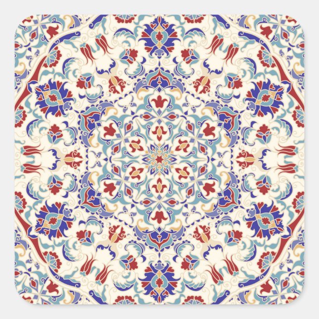 Sticker Carré Beauté de Mandala : Mosaïque culturelle colorée (Devant)