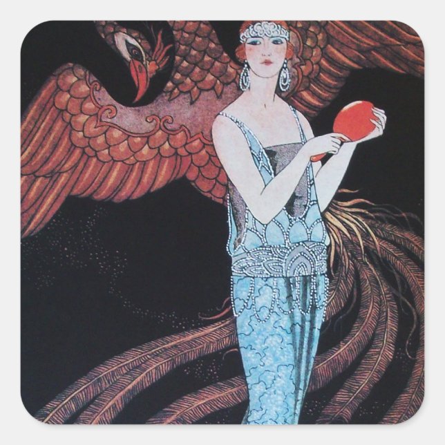 STICKER CARRÉ BEAUTÉ ET PHOENIX, DESIGNER MODE COMPOSÉ ARTISTE (Devant)