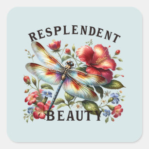 Sticker Carré Beauté resplendissante - libellule artistique