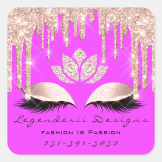 Sticker Carré Beauté rose chaud Lashes Lotus Merci Business