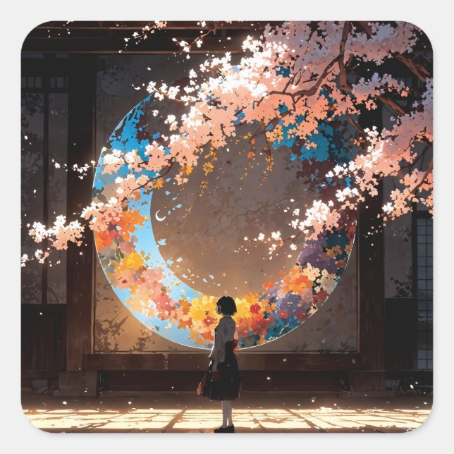 Sticker Carré Beautiful anime art (Devant)